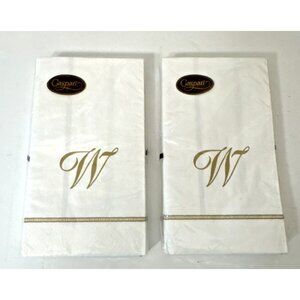 NEW!! 2 Packages of Caspari Paper Napkins With the Letter 'W' Hemstitch Script